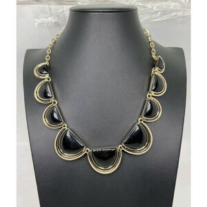 Talbots Gold & Black Scalloped Necklace 17"-20"